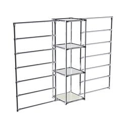 Хромированное вешало ГОРИЗОНТ №2-4 с зеркальными полками 4мм, Белый