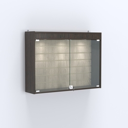 Витрина настенная №203-2Б широкая со встроенной подсветкой , Дуб Венге