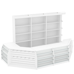 Комплект кассовой зоны со скосами и открытыми стеллажами большой №3-1, Белый