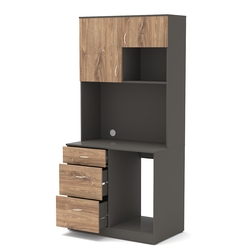 Офисная мини-кухня ПРАКТИК №6, Черный + Дуб Канзас Коричневый