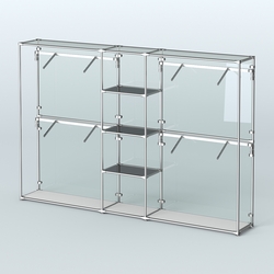 Торговая система ХРОМ (задняя стенка - стекло) 3030 мм с тонированными полками и поручнями №8, Серый