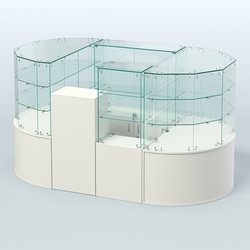 Круглый стеклянный островок-павильон серии КОЛЬЦО с радиусными углами №1, Белый