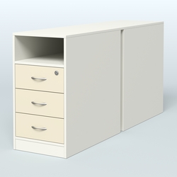 Тумба приставная/опорная двойная, Белый + Крем Вайс