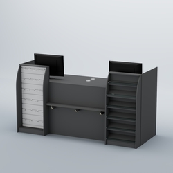 Ресепшен Атлант с фасадными наклонными полочками и экономпанелью №5, Темно-Серый