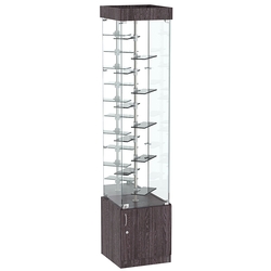 Стеклянная торговая витрина с миниатюрными тонированными полками Dark №4-2, Ясень Анкор темный - U31105