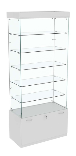 Витрина Кристалл №601 прямоугольная (З/C - стекло), без дверей, Серый