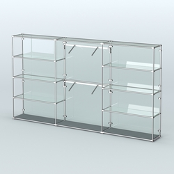Торговая система ХРОМ (задняя стенка - стекло) 3600 мм с прозрачными полками и поручнями №6, Темно-Серый
