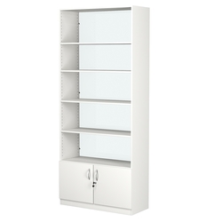 Стеллаж из ДСП с 4-мя полками 350x900 мм серии LEVEL-4 №13-1 (З/C - СТЕКЛО), Белый