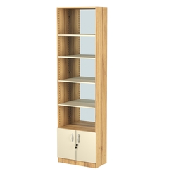 Стеллаж из ДСП с 4-мя полками 300x600 мм серии LEVEL-4 №5-2 (З/C - ЗЕРКАЛО), Дуб Золотистый и Крем Вайс