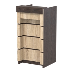 Торговый кассовый прилавок на колесах с утопленным фасадом №УФК-2-1, Дуб Венге + Дуб Сонома