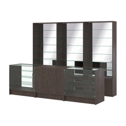 Комплект стеллажей со стеклянными полками U-6 №12-2 и прилавков ЭК-04, Дуб Венге