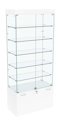 Витрина Кристалл №501 прямоугольная (задняя стенка - стекло), Белый