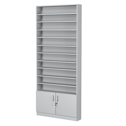 Стеллаж из ДСП с 10-ю полками 150x900 мм серии LEVEL-10 №9 (З/C - ДВП), Серый