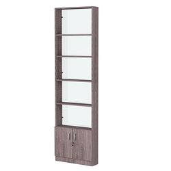 Стеллаж из ДСП с 4-мя полками 150x600 мм серии LEVEL-4 №2-1 (З/C - СТЕКЛО), Ясень Анкор темный