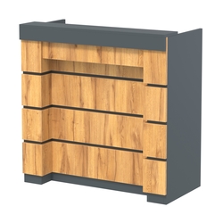 Торговый кассовый прилавок выкатной с утопленным фасадом №УФК-1-1, Темно-Серый  + Дуб Золотистый