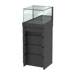 Торговый прилавок с утопленным фасадом и выдвижной зеркальной панелью №УФ-1-450, Черный