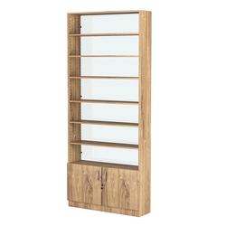 Стеллаж из ДСП с 6-ю полками 250x900 мм серии LEVEL-6 №11-1 (З/C - СТЕКЛО), Дуб Канзас коричневый