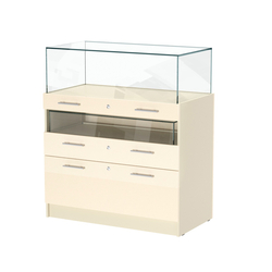 Прилавок ювелирный "Диаманд" №2-1000 пристенный, ЛДСП крем вайс + МДФ ваниль