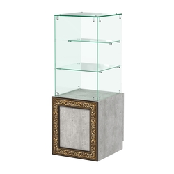 Стеклянный прилавок с декором и тумбой №СПБА-31, Метрополитан Грей