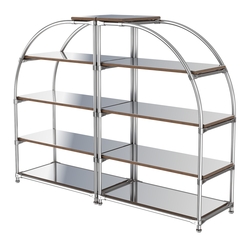 Комбинация стендов TD-06 №1-5 (с полками Зеркало 4мм), Орех