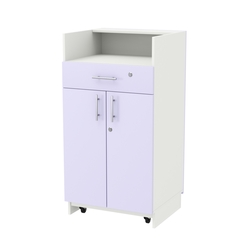 Кассовый прилавок "Диаманд" №9-600 выкатной, ЛДСП белый + МДФ сирень