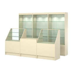 Комплект витрин ЭК-01 и прилавков ЭК-7, Крем Вайс