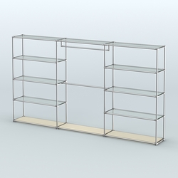 Торговая система ХРОМ без ДСП 3600 мм с прозрачными полками и поручнями №1, Крем Вайс