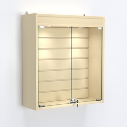 Витрина настенная №201-2Б с эконом панелью и фризом, Крем Вайс