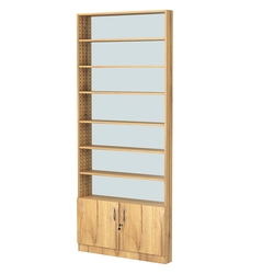 Стеллаж из ДСП с 6-ю полками 100x900 мм серии LEVEL-6 №8-2 (З/C - ЗЕРКАЛО), Дуб Золотистый