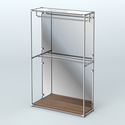 Торговая система ХРОМ (задняя стенка - зеркало) 1200 мм с поручнями №1, Орех