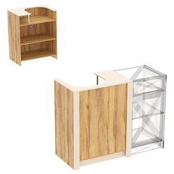 Прилавок из ДСП Модерн №1 под кассу концевой, Дуб Золотистый и Крем Вайс