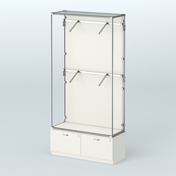 Торговая система ХРОМ (задняя стенка - ДСП) 1200 мм №3-3 с тумбой Т-15 и поручнями, Белый