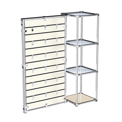 Хромированное вешало ЩИТ №1-4 с зеркальными полками 4мм, Крем Вайс