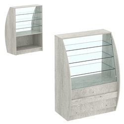 Торговый прилавок со стеклом серии БРИЗ №1-900 широкий, Метрополитан Грей