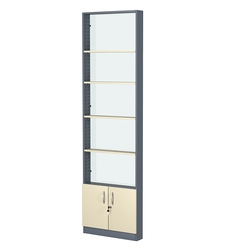 Стеллаж из ДСП с 4-мя полками 100x600 мм серии LEVEL-4 №1-1 (З/C - СТЕКЛО), Темно-серый + Крем Вайс