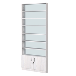 Стеллаж из ДСП с 6-ю полками 100x900 мм серии LEVEL-6 №8-2 (З/C - ЗЕРКАЛО), Ясень Анкор светлый