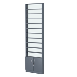 Стеллаж из ДСП с 10-ю полками 100x600 мм серии LEVEL-10 №1-1 (З/C - СТЕКЛО), Темно-Серый