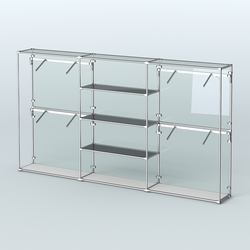 Торговая система ХРОМ (задняя стенка - стекло) 3600 мм с тонированными полками и поручнями №5, Серый