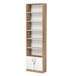 Стеллаж из ДСП с 5-ю полками 250x600 мм серии LEVEL-5 №4 (З/C - ДВП), Дуб Канзас коричневый + Белый