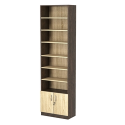 Стеллаж из ДСП с 6-ю полками 300x600 мм серии LEVEL-6 №5 (З/C - ДВП), Дуб Венге + Дуб Сонома