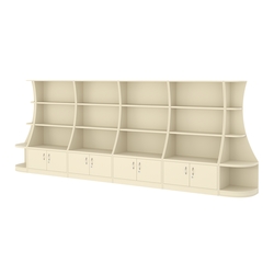 Пристенный низкий стеллаж ГАРАНТ №4, Крем Вайс