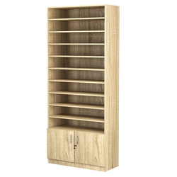 Стеллаж из ДСП с 9-ю полками 350x900 мм серии LEVEL-9 №13 (З/C - ДВП), Дуб Сонома