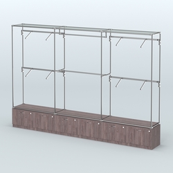 Торговая система ХРОМ без ДСП 3600 мм №2 с тумбами Т-15 и поручнями, Ясень Анкор темный