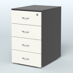 Тумба приставная для компактных столов 4 ящика с замком Тарли, Черный + Белый