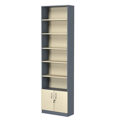 Стеллаж из ДСП с 5-ю полками 250x600 мм серии LEVEL-5 №4 (З/C - ДВП), Темно-серый + Крем Вайс