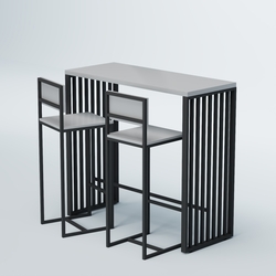 Комплект барный стол "Кофе-брейк" №7 и стулья, Серый