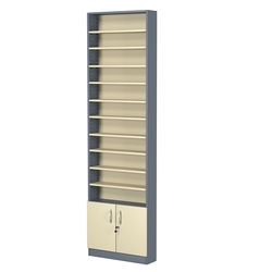 Стеллаж из ДСП с 10-ю полками 150x600 мм серии LEVEL-10 №2 (З/C - ДВП), Темно-серый + Крем Вайс