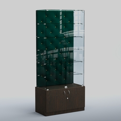 Высокая стеклянная витрина КАПИТОНЕ №505, Дуб Венге  + Велюр Tiffany 10 Dk. Green