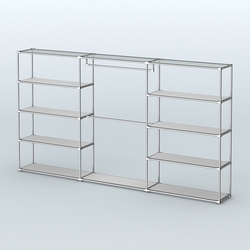 Торговая система ХРОМ без ДСП 3600 мм с полками ДСП и поручнями №1, Серый