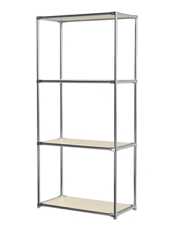Хромированный стеллаж СТИЛЬ №1а-3 с обзорными полками, Крем Вайс